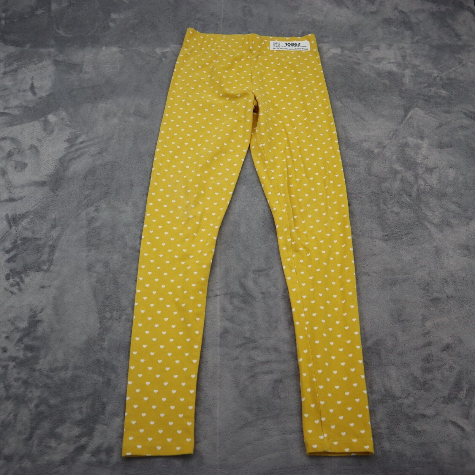 Primary image for Heart Pants Youth Girls 8 Lightweight Casual Yellow White Leggings Elastic Waist