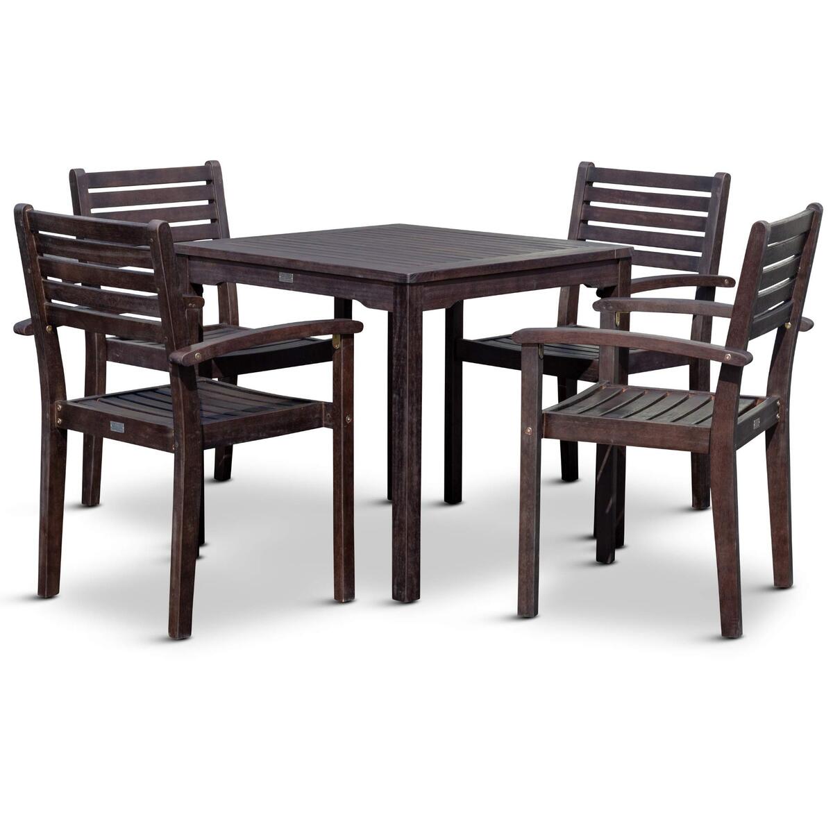 DTY Outdoor Living Leadville Square 5-Piece Eucalyptus Dining Set, Natural Oil F - $445.49 - $593.95
