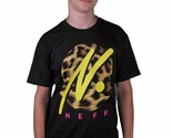 Neff Run Wild Graphic Leopard Print Black Yellow Premium Fit T-Shirt Cot... - $38.46