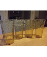 4 Vintage Anchor Hocking Light Amber Tumblers Drinking Glasses Honey Gold - $23.99
