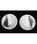 Victorian English Pottery Male or Female Skeleton &amp; Script 9&quot; Serving Bo... - $48.00 CAD
