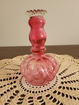 Fenton Red Cranberry Ribbed Optic Melon Perfume Cologne bottle no stopper - £25.68 GBP