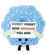 RQWZBCHX Handmade Crochet Donut Inspirational Gift Blue Cute Motivational - $13.81 CAD