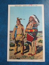 VINTAGE NATIVE AMERICAN CHIEFS THUNDER CLOUD AND BIG TREE LINEN POSTCARD - $3.95