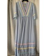 Saybury Seersucker House Dress Sz. Medium Smocked Pastel Stripe Vintage ... - $67.04 CAD