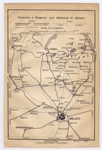 1906 Antique Map Of Vicinity Of Milano Milan Como Tramway Railways Italy - $24.42