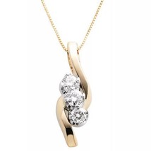 0.75CT Simulated Diamond 3-Stone Drop Pendant Necklace 14K Yellow Gold Over - £59.26 GBP