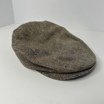 Vintage Cabbie Newsboy Cap Hat Beige Distressed Bill Beige Brown - $14.13