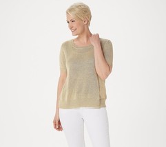 Lisa Rinna Collection Metallic Yarn Sweater and Tank (Sand, Medium) A386841 - $18.79