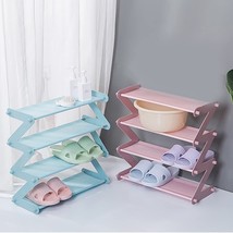 Carurliff 2 Packs Assemblable Small Shoe Racks Can Hold, Blue &amp; Pink - 4 Tier - £35.37 GBP