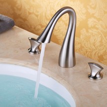 Double Handles 3 pcs  Widespread Bathroom Lavatory Sink Faucet Brushed N... - $138.59