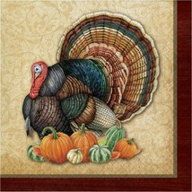 Thanksgiving Harvest Turkey 16 Ct 3 Ply Dinner Napkins - £6.06 GBP
