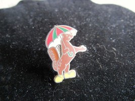 Brown Animal with Umbrella &amp; Boots Hat Tac/Lapel Pin, Jewelry/Fashion Accessory - £3.13 GBP