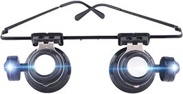 MAGNIFYING EYE GLASSES Dual Lens 20X w/ LED LightS Hands Free Jewelers M... - $23.44