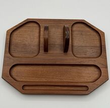 Vtg Decatur Industries Walnut Wooden Dresser Valet Wood Caddy Vanity Des... - $19.34