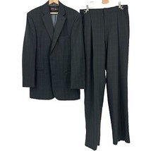 Tuxedo Black Checkered Perry Ellis 40 L Jacket 33/35 Pants 2 piece formalwear - £34.91 GBP