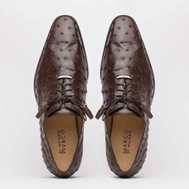 Criss Genuine Ostrich Quill Dress Shoes Oxford Brown image 5