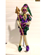 Porcelain African American Jester Doll 18&quot; w/ Scepter and Stand - £27.51 GBP