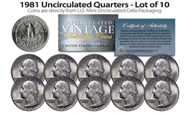 1981 Us Mint Quarters Uncirculated Coins From U.S. Mint Cello Packs (Qty 10) - £8.80 GBP