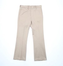 Vtg 70s Streetwear Mens 34x31 Knit Wide Leg Bell Bottoms Chino Pants Beige USA - $98.95