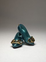 Jem And The Holograms Doll Compatible Handcrafted OOAK Shoes - Emerald Gold - £19.98 GBP