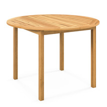 Patio Dining Table 4-Person Acacia Wood Round Outdoor Bistro Table for Deck Lawn - £157.31 GBP