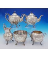 Bigelow Kennard Coin Silver Tea Set 5pc w/3-D Flower Finials Lion Paws (... - €6.784,19 EUR