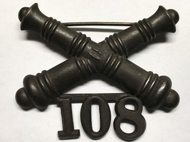 1902-1905, US ARMY ARTILLERY CORPS, BRONZE, 108th FIELD ARTILLERY, COLLA... - $35.00