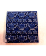Ken Goldstrom Blue Tea Pot And Cups Ceramic Tile Mint 6 in. Square - £15.65 GBP