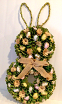 Wood Chip Easter Bunny Wreath for front Door, Home Wall Hanger - £19.80 GBP