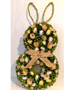Wood Chip Easter Bunny Wreath for front Door, Home Wall Hanger - £19.54 GBP