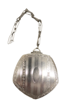 Antique Compact Chain Handle Silver Tone Embossed Scroll Design No Makeu... - €51,58 EUR