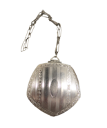 Antique Compact Chain Handle Silver Tone Embossed Scroll Design No Makeu... - $1,124.16 MXN