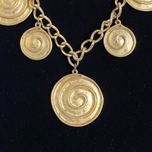 Chunky Gold Tone Swirl Medallion Necklace Adjustable Length  18”-20” - £15.67 GBP