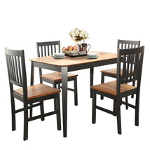 5 Pieces Mid Century Modern Dining Table Set 4 Chairs w/Wood Legs Home Furniture - £454.65 GBP