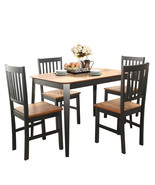 5 Pieces Mid Century Modern Dining Table Set 4 Chairs w/Wood Legs Home F... - £444.35 GBP