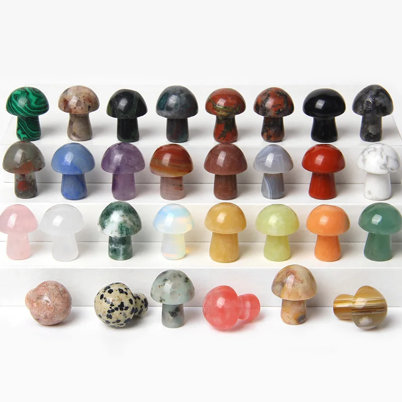 House Home 1/2/5 PCS Fashion Mushroom Stone Statue Gem A Natural Stone Agates Cr - £19.71 GBP