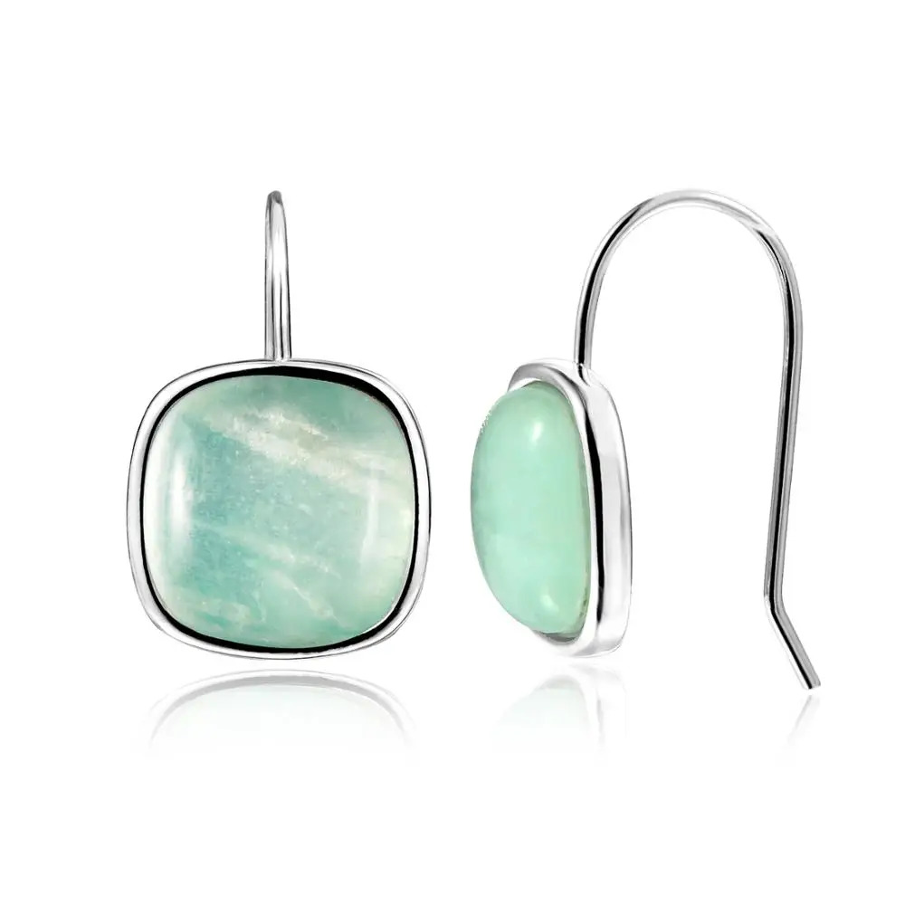 Dormith modern stylish 10*10 Natural Amazonite Gemstone drop earrings for women  - $68.00