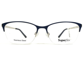 SuperFlex Brille Rahmen SF-547 M101 Blau Silber Cat Eye Halbe Felge 55-17-140 - £47.39 GBP