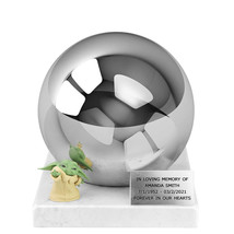 Urn for ashes with a small figure that looks like a Baby Yoda From Star ... - $253.67+