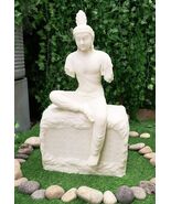 Ebros 24.25&quot; Height White Armless Kuan Yin Sitting on Rock with Eyes Closed - $3,978.80 MXN