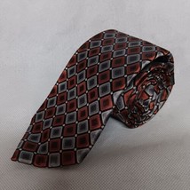 Van Heusen Silk Necktie Orange Silver Geometric New With Tags - £15.30 GBP