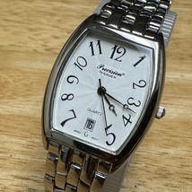 Gruen Precision Quartz Watch Unisex Silver Barrel Japan Movt Date New Battery - £21.97 GBP