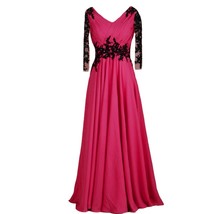 Vintage Sheer Long Sleeves V Neck Beaded Formal Prom Evening Dresses Plus Size F - £111.46 GBP