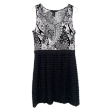 Suzie In The City Womens Dress Size XL Paisley Black White Ruffles Sleeveless - £16.27 GBP
