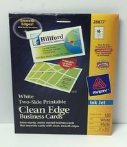 AVERY WHITE TWO-SIDE PRINTABLE CLEAN EDGE BUSINESS CARDS INK JET 120CT - $17.45