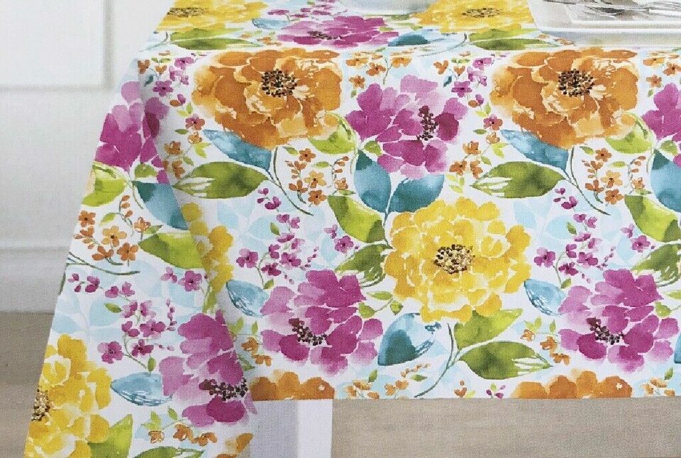 Primary image for Spring Summer Fabric Tablecloth Easy Care Stain Resistant 60x102" Beach House