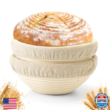 Yeatruojeet 2-Pack 8" Round Rattan Bread Proofing Baskets Dough Banneton... - $44.98