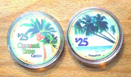 (1) $25. Coconut Tree Casino Chip - Jamaica - $8.95