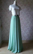 Boho Wedding Bridesmaid Dress Chiffon Maxi Skirt Short Sleeve Crop Lace Top  image 4